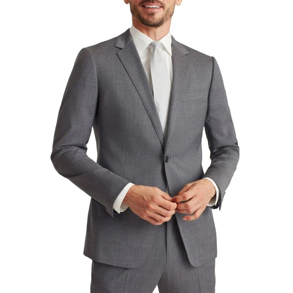 Calvin Klein Mens Slim-Fit Solid Wool Suit Jacket 40 Regular Grey - NWT $480